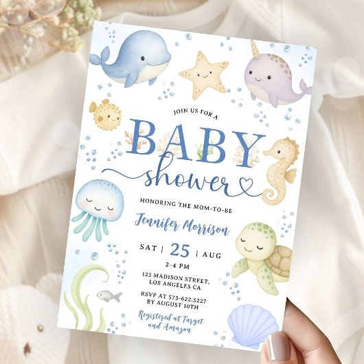 Under The Sea Baby Shower Boy Ocean 招待状