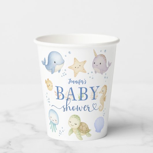 Under The Sea Baby Shower Boy Ocean 紙コップ (裏面)