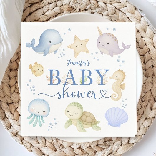 Under The Sea Baby Shower Boy Ocean Paper スタンダードカクテルナプキン