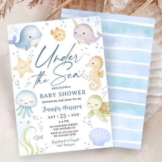 Under The Sea Baby Shower Cute Ocean 招待状