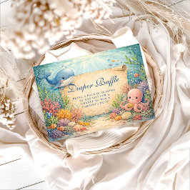 Under The Sea Baby Shower Diapper Raffle エンクロージャーカード