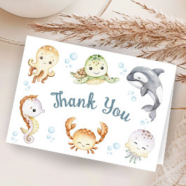 Under The Sea Baby Shower Folded Thank You Card サンキューカード