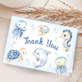 Under The Sea Baby Shower Folded Thank You Card サンキューカード