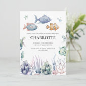 Under the Sea Baby Shower Invitation with QR Code  招待状 (スタンド正面)