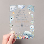 Under the Sea Baby Shower Ocean Animals Neutral アクリル招待状 (インサイチュ (ポータブル))