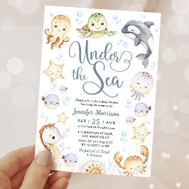 Under The Sea Baby Shower Ocean Gender Neutral 招待状