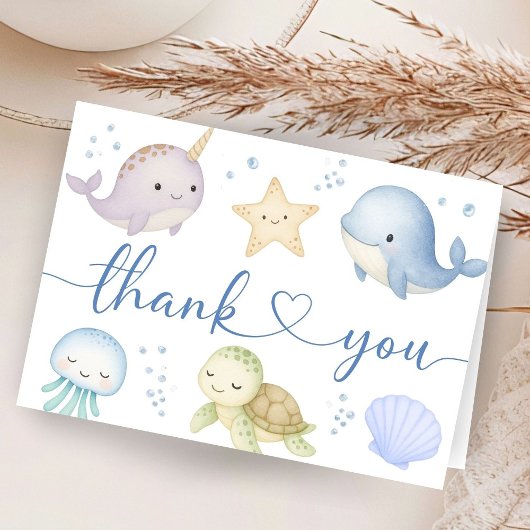 Under The Sea Baby Shower Ocean Thank You Card サンキューカード