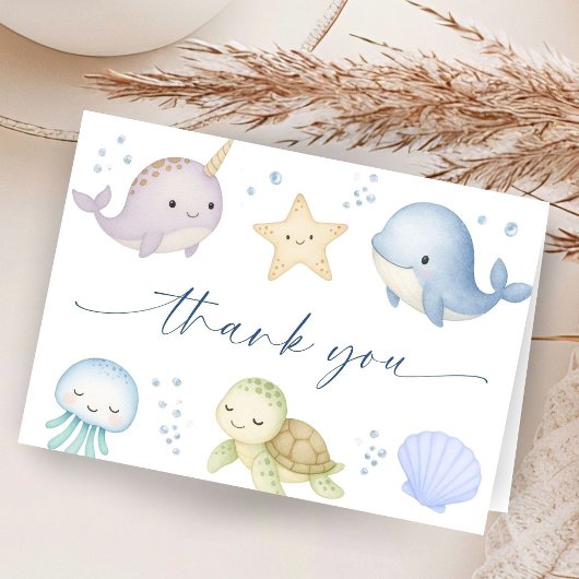 Under The Sea Baby Shower Ocean Thank You Card サンキューカード