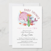 Under the Sea Baby Shower Pink Whale Watercolor 招待状 (正面)