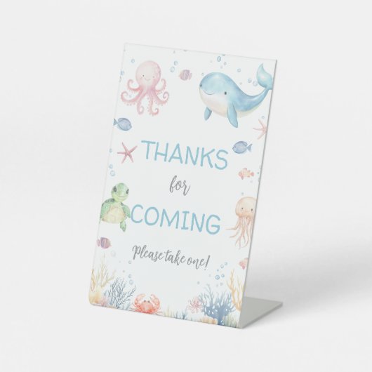 Under the Sea Baby Shower Thanks for coming 台座サイン (正面)