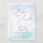 Under the Sea Baby Shower Watercolor Blue Purple 招待状 (正面)