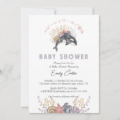 Under the Sea Baby Shower Watercolor Killer Whale 招待状 (正面)