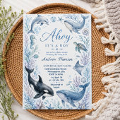 Under the Sea Baby Shower Watercolor Ocean Boy 招待状