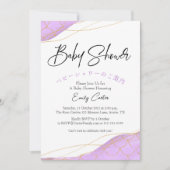 Under the Sea Baby Shower Watercolor Purple Gold 招待状 (正面)