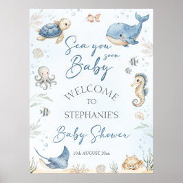 Under The Sea Baby Shower Welcome Sign ポスター