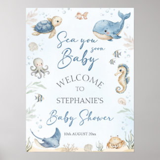 Under The Sea Baby Shower Welcome Sign ポスター