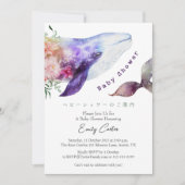 Under the Sea Baby Shower Whale Floral Whimsical 招待状 (正面)