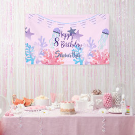 Under the Sea Birthday Banner Pink and Purple  横断幕