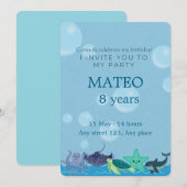 Under the Sea Birthday for Kids 招待状 (正面/裏面)