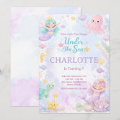 Under The Sea Birthday Invitation Editable 招待状 (正面/裏面)