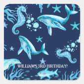 Under the Sea birthday invitation, ocean boy  スクエアシール (正面)