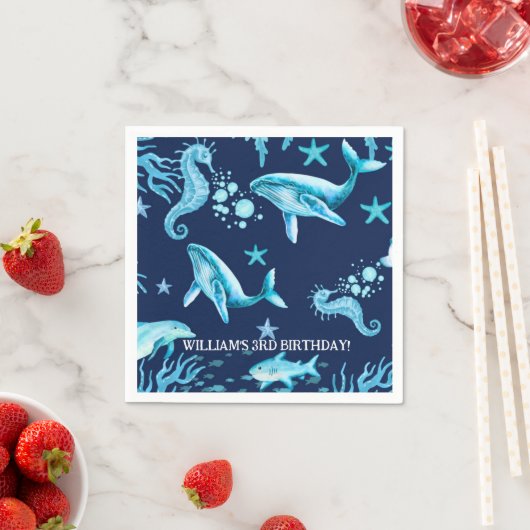 Under the Sea birthday invitation, ocean boy  スタンダードカクテルナプキン (インサイチュ)