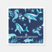 Under the Sea birthday invitation, ocean boy  スタンダードカクテルナプキン (正面)