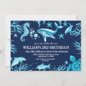 Under the Sea birthday invitation, ocean boy  招待状 (正面)