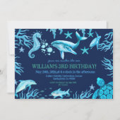 Under the Sea birthday invitation, ocean boy 招待状 (正面)
