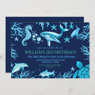 Under the Sea birthday invitation, ocean boy 招待状