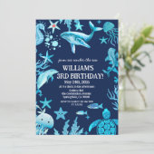 Under the Sea birthday invitation, ocean boy  招待状 (スタンド正面)