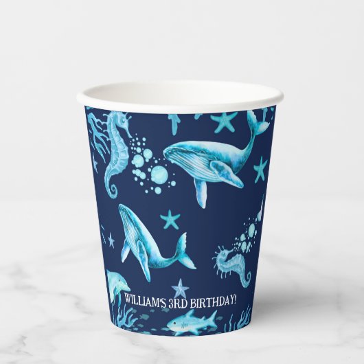 Under the Sea birthday invitation, ocean boy  紙コップ (正面)