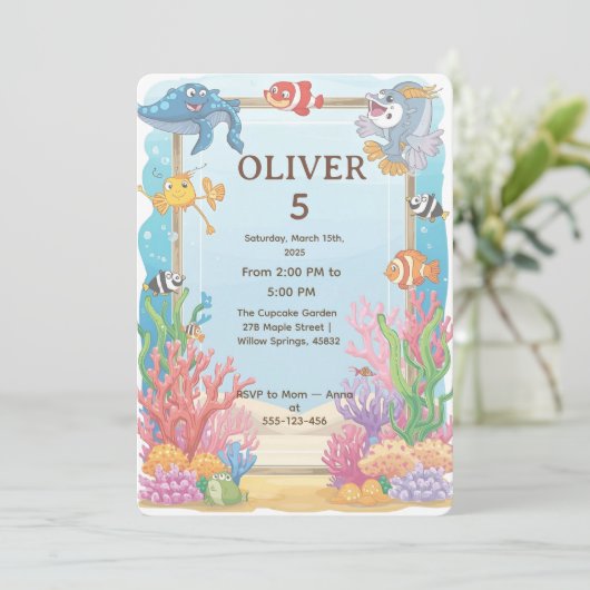 Under the Sea Birthday Invitation, Oliver 4th  招待状 (スタンド正面)