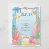 Under the Sea Birthday Invitation, Oliver 4th  招待状 (正面)