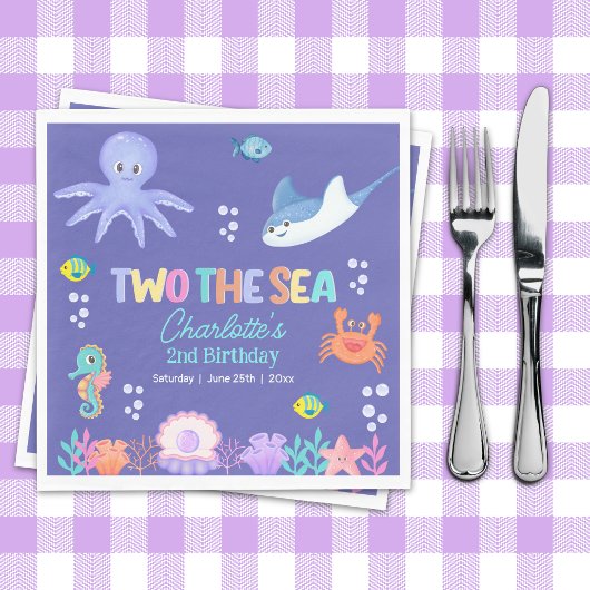Under the Sea Birthday – TWO the SEA Girl Theme スタンダードランチョンナプキン