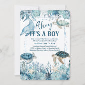 Under the Sea Blue Ahoy It's a Boy Baby Shower 招待状 (正面)