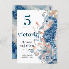 Under the sea Blue Beach Whale babyShower ポストカード