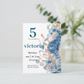 Under the sea Blue Beach Whale babyShower  ポストカード (スタンド正面)