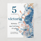 Under the sea Blue Beach Whale babyShower  ポストカード (正面)