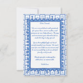 Under the sea blue cute turtle baby shower サンキューカード (裏面)