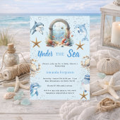 Under the sea blue ocean animals boy Baby Shower 招待状