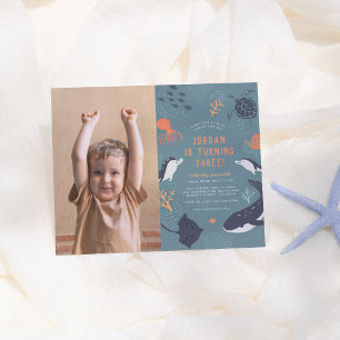 Under The Sea Boy 航海の Photo Birthdayパーティー ポストカード