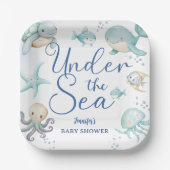 Under The Sea Boy Ocean Baby Shower ペーパープレート (正面)