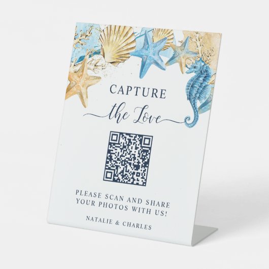 Under the Sea Capture the love QR Code Wedding 台座サイン (正面)