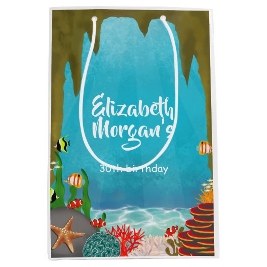 Under the Sea Cave Beautiful Creatures Birthday ミディアムペーパーバッグ (正面)