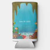 Under the Sea Creatures Beautiful Cave Birthday スリム缶クーラー (裏面)