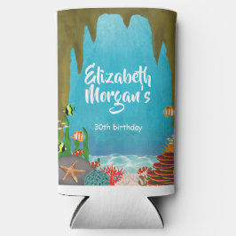 Under the Sea Creatures Beautiful Cave Birthday スリム缶クーラー