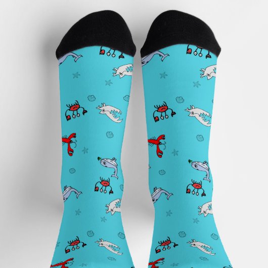 Under the Sea Crew Socks for Everyone – アクア ソックス (上部)