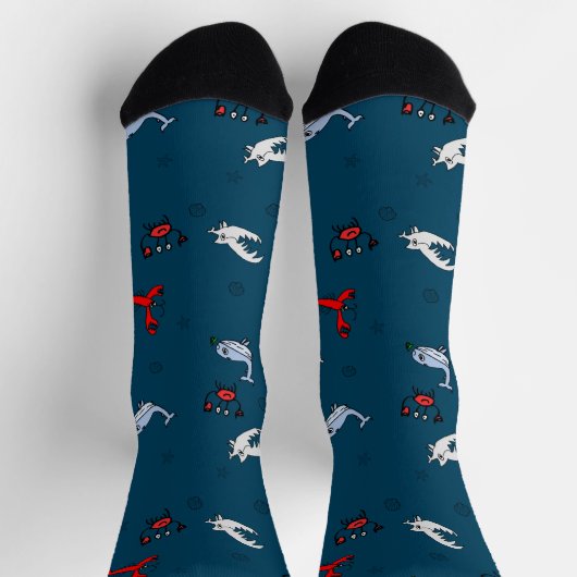 Under the Sea Crew Socks for Everyone - Navy ソックス (上部)