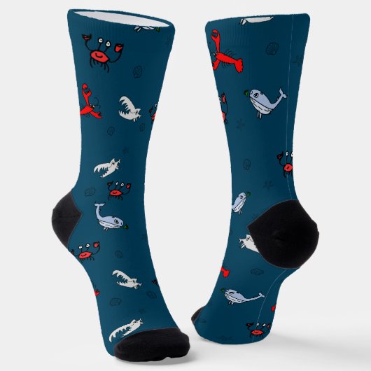 Under the Sea Crew Socks for Everyone - Navy ソックス (傾斜あり)
